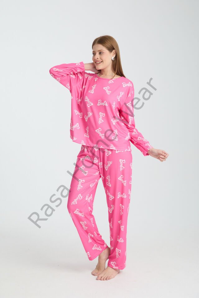 Rasa Pembe Pijama Takımı 3 Parça Alt Üst Bere Uzun Süper Soft