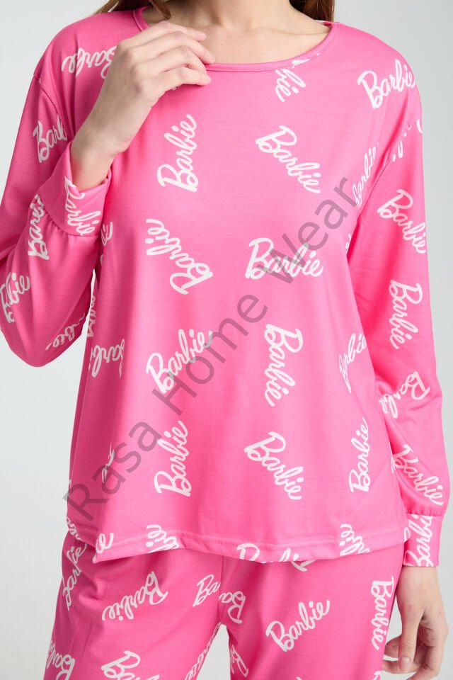 Rasa Pembe Pijama Takımı 3 Parça Alt Üst Bere Uzun Süper Soft