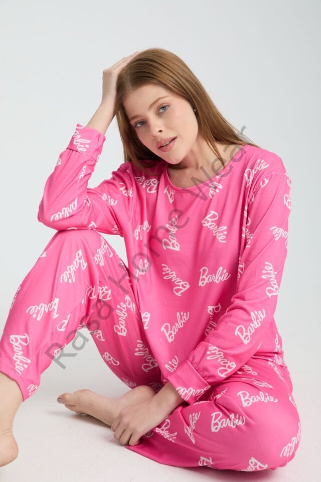 Rasa Pembe Pijama Takımı 3 Parça Alt Üst Bere Uzun Süper Soft