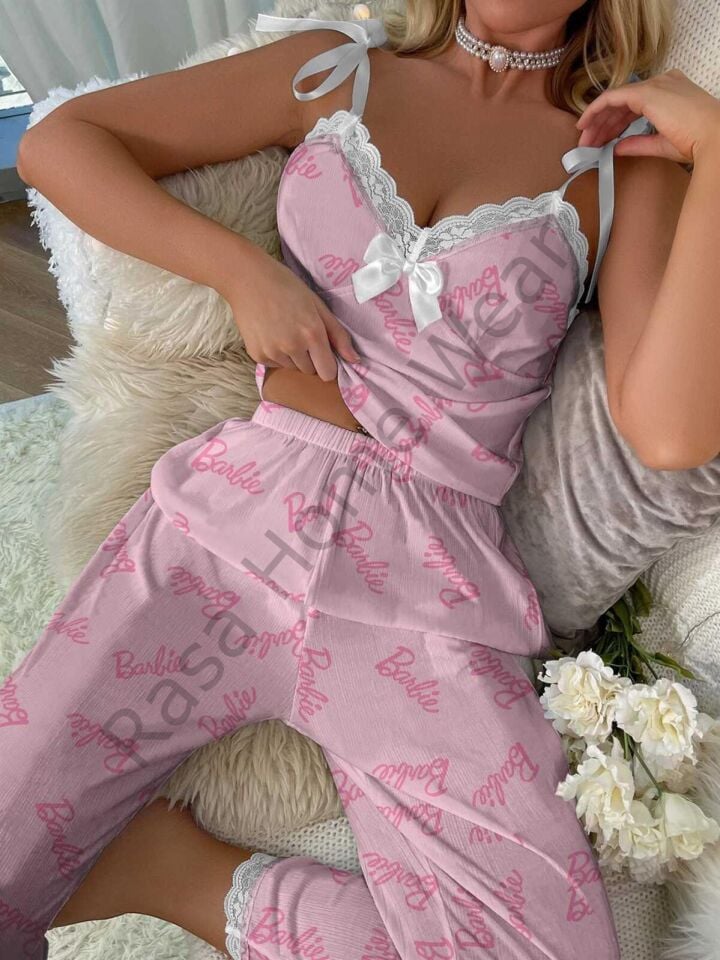 Askılı Pijama Takımı Açık Fitilli