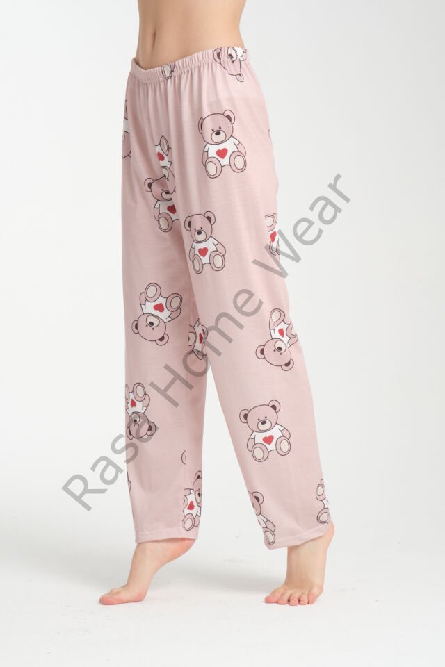 Desenli Pijama Altı Krem Ayı