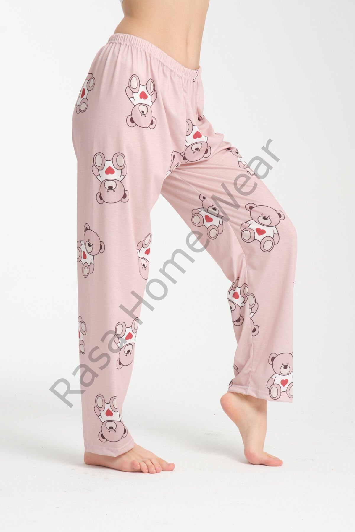 Desenli Pijama Altı Krem Ayı