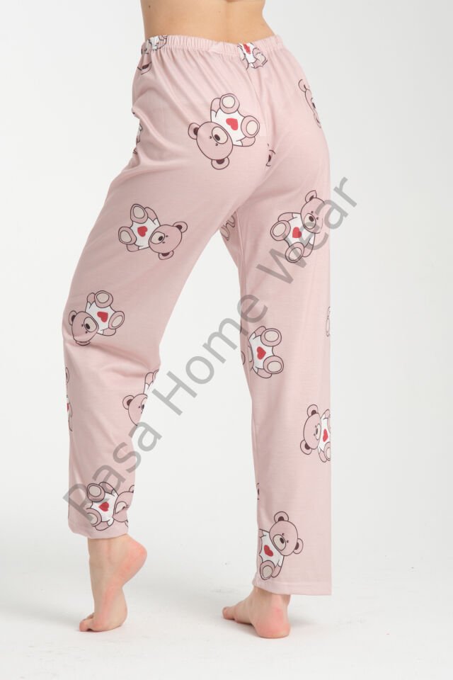 Desenli Pijama Altı Krem Ayı