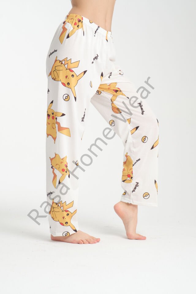 Desenli Pijama Altı Pikaçu Beyaz