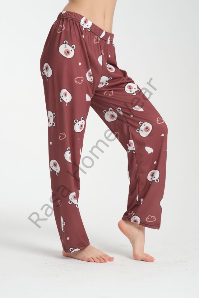 Desenli Pijama Altı Kahve Ayı