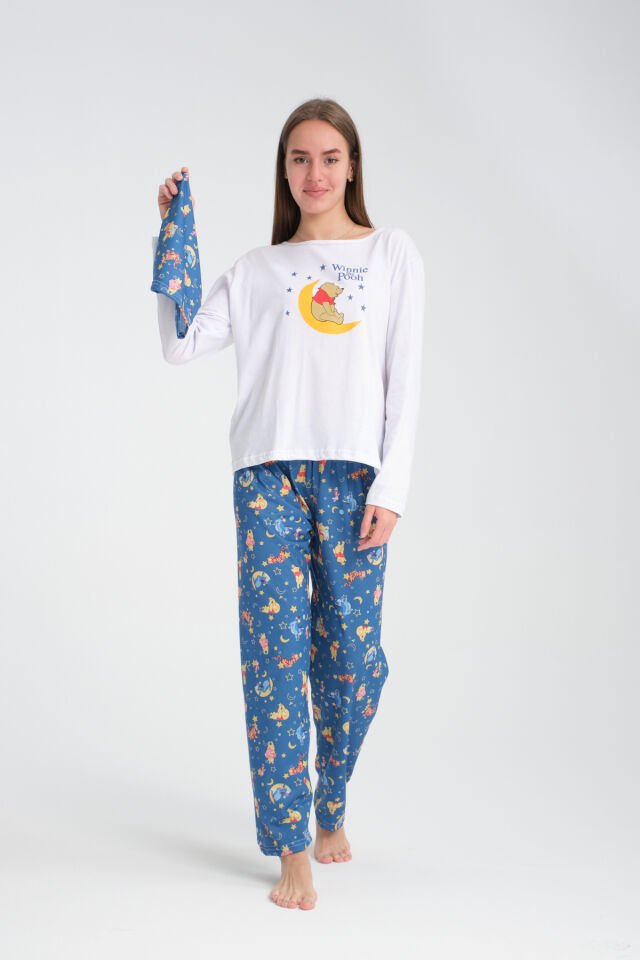 Uzun Kollu Winnie Baskılı Pijama Takımı